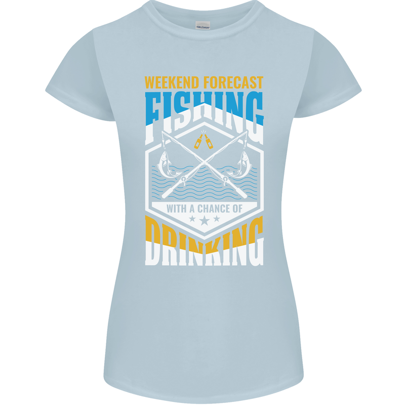 Weekend Fishing Funny Alcohol Beer Womens Petite Cut T-Shirt Light Blue