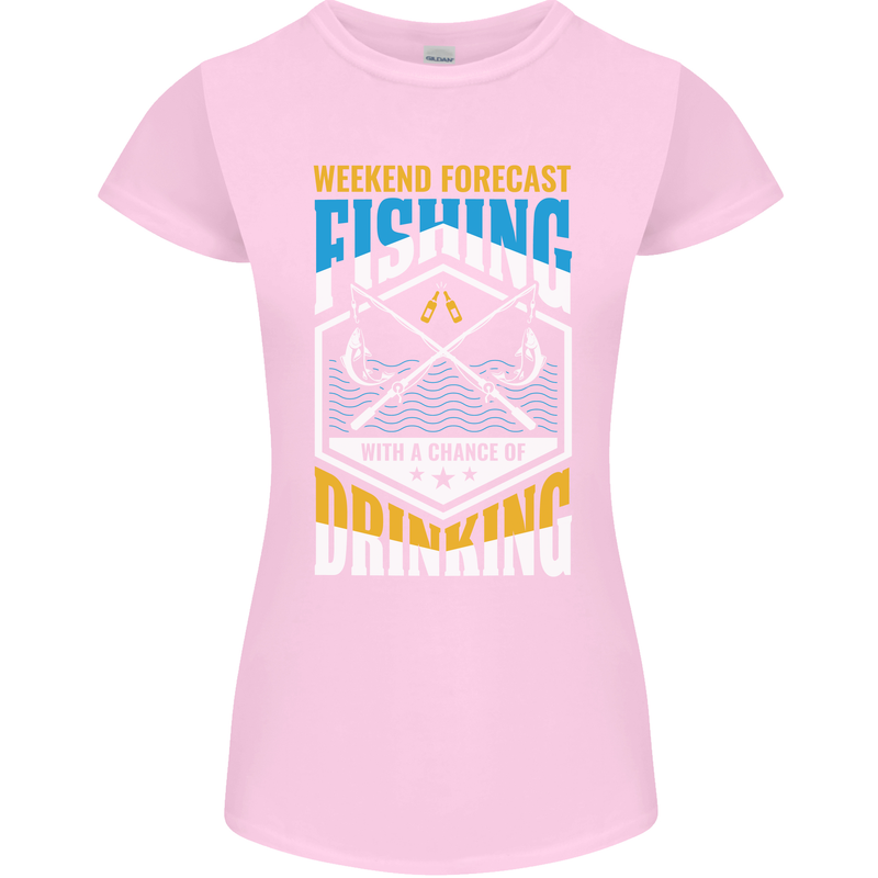 Weekend Fishing Funny Alcohol Beer Womens Petite Cut T-Shirt Light Pink