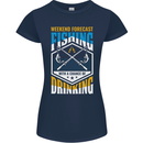 Weekend Fishing Funny Alcohol Beer Womens Petite Cut T-Shirt Navy Blue