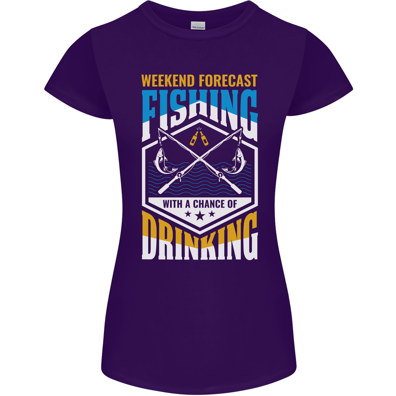 Weekend Fishing Funny Alcohol Beer Womens Petite Cut T-Shirt Purple