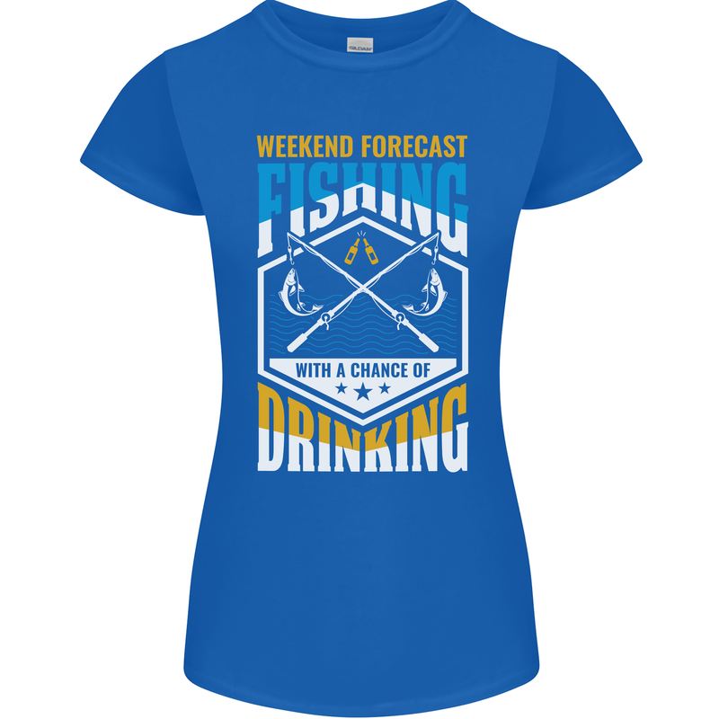 Weekend Fishing Funny Alcohol Beer Womens Petite Cut T-Shirt Royal Blue
