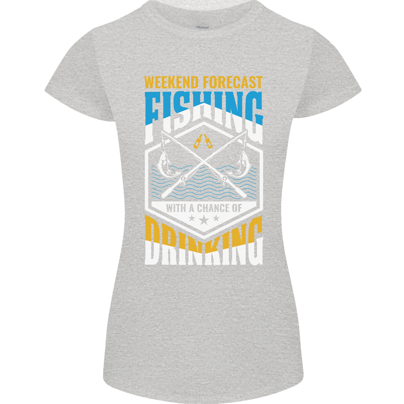 Weekend Fishing Funny Alcohol Beer Womens Petite Cut T-Shirt Sports Grey
