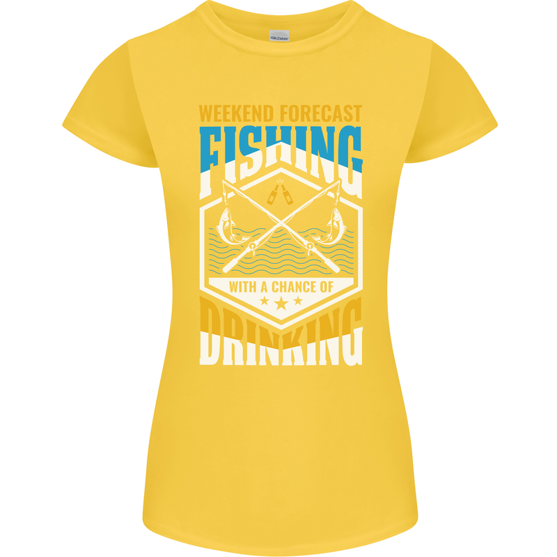 Weekend Fishing Funny Alcohol Beer Womens Petite Cut T-Shirt Yellow