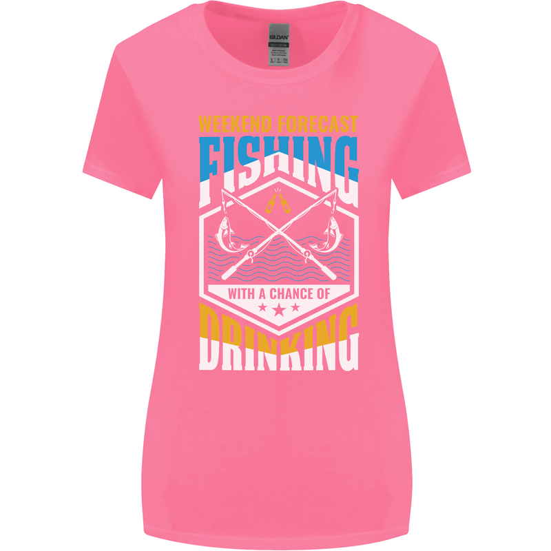 Weekend Fishing Funny Alcohol Beer Womens Wider Cut T-Shirt Azalea