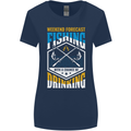 Weekend Fishing Funny Alcohol Beer Womens Wider Cut T-Shirt Navy Blue
