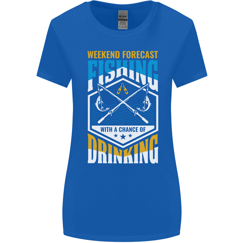 Weekend Fishing Funny Alcohol Beer Womens Wider Cut T-Shirt Royal Blue