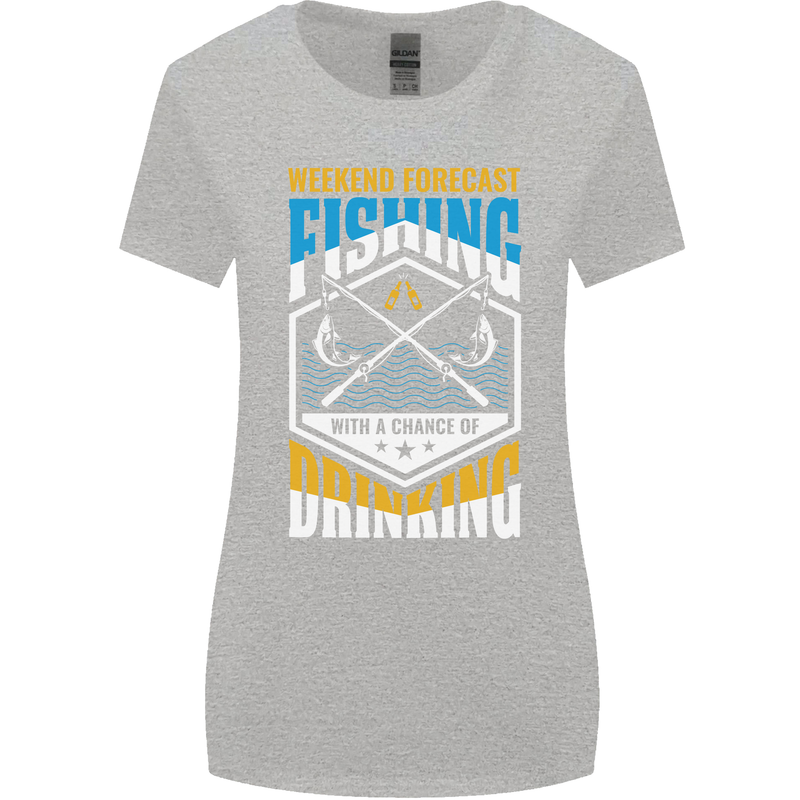 Weekend Fishing Funny Alcohol Beer Womens Wider Cut T-Shirt Sports Grey