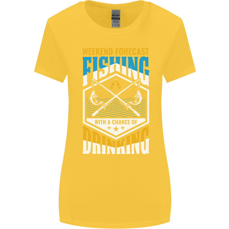 Weekend Fishing Funny Alcohol Beer Womens Wider Cut T-Shirt Yellow