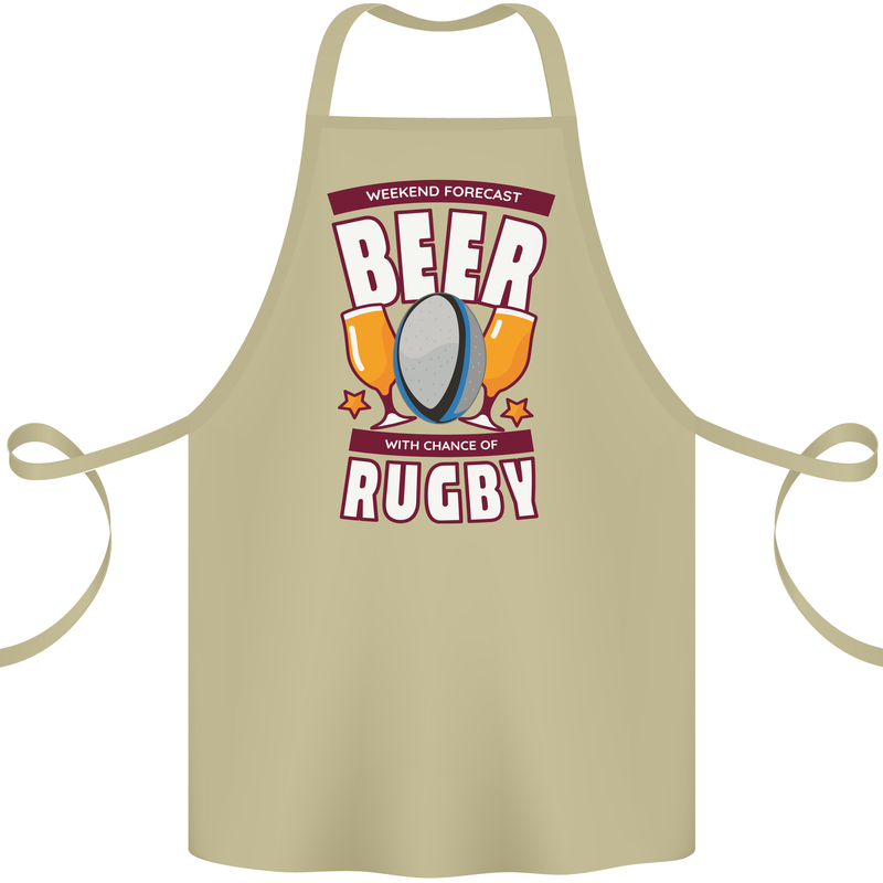 Weekend Forecast Beer Alcohol Rugby Funny Cotton Apron 100% Organic Khaki