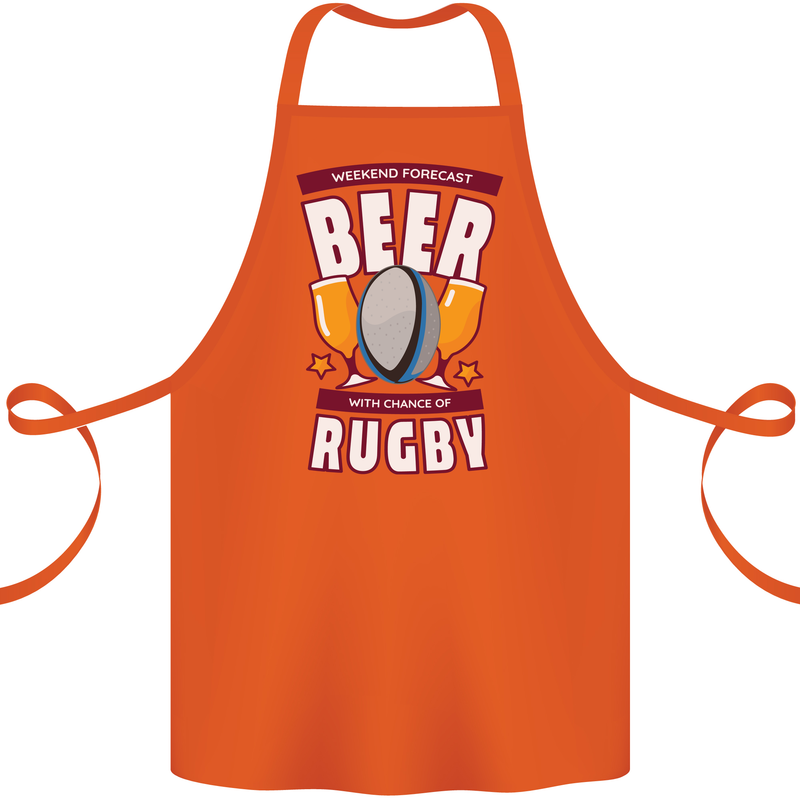 Weekend Forecast Beer Alcohol Rugby Funny Cotton Apron 100% Organic Orange