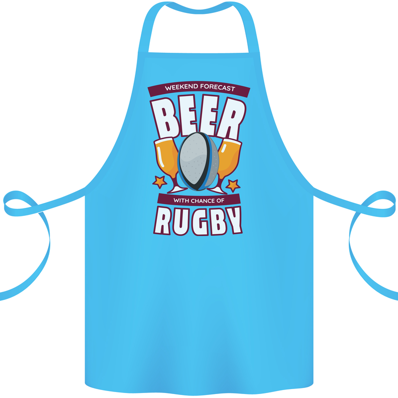 Weekend Forecast Beer Alcohol Rugby Funny Cotton Apron 100% Organic Turquoise