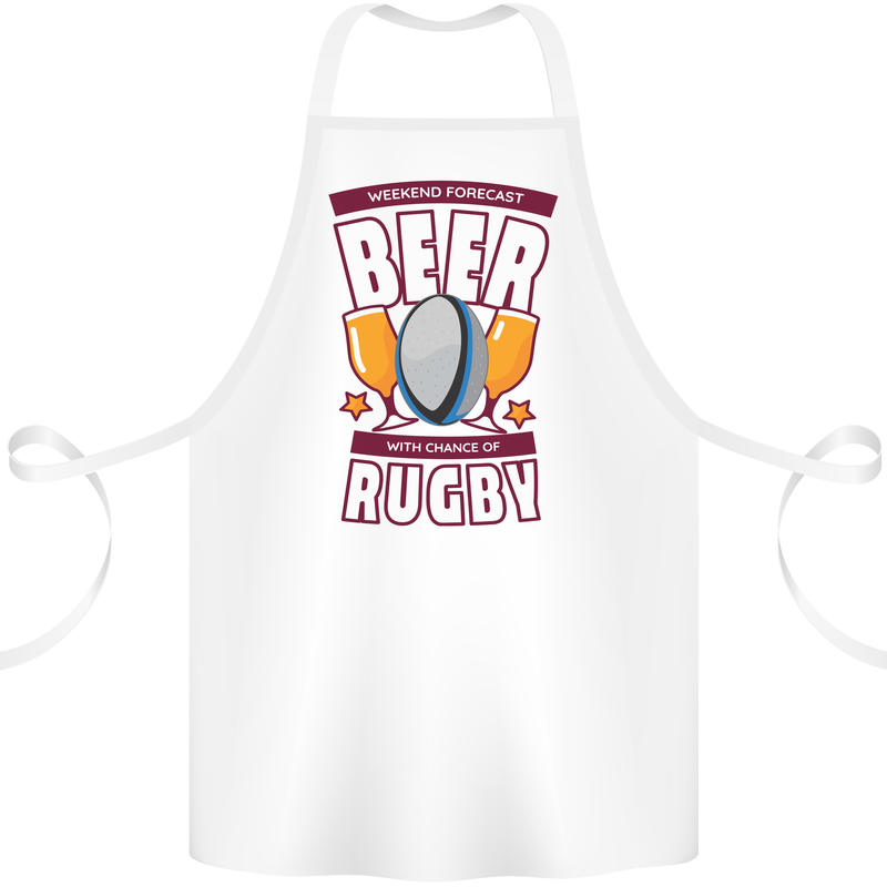 Weekend Forecast Beer Alcohol Rugby Funny Cotton Apron 100% Organic White