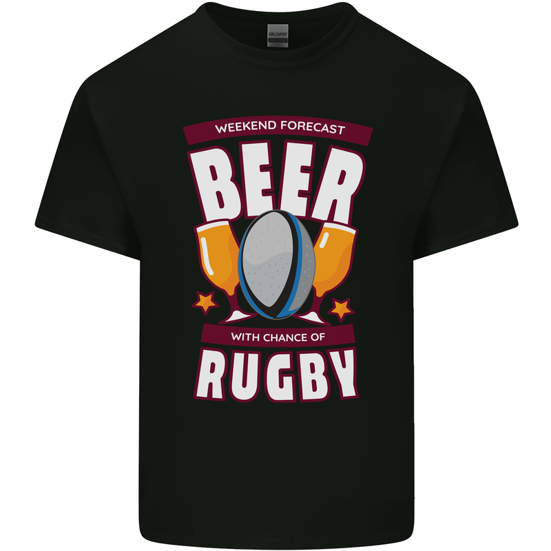 Weekend Forecast Beer Alcohol Rugby Funny Kids T-Shirt Childrens Black