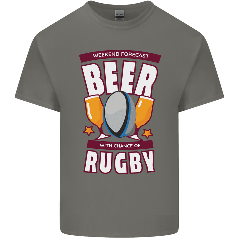 Weekend Forecast Beer Alcohol Rugby Funny Kids T-Shirt Childrens Charcoal