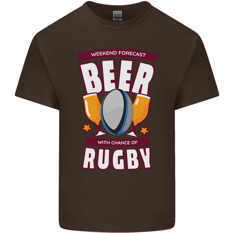 Weekend Forecast Beer Alcohol Rugby Funny Kids T-Shirt Childrens Chocolate
