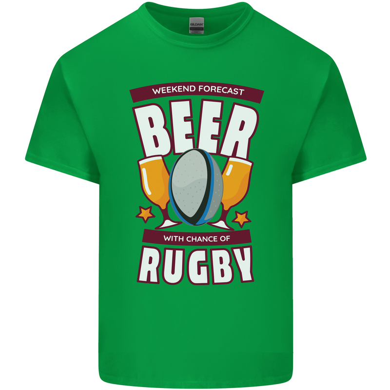Weekend Forecast Beer Alcohol Rugby Funny Kids T-Shirt Childrens Irish Green