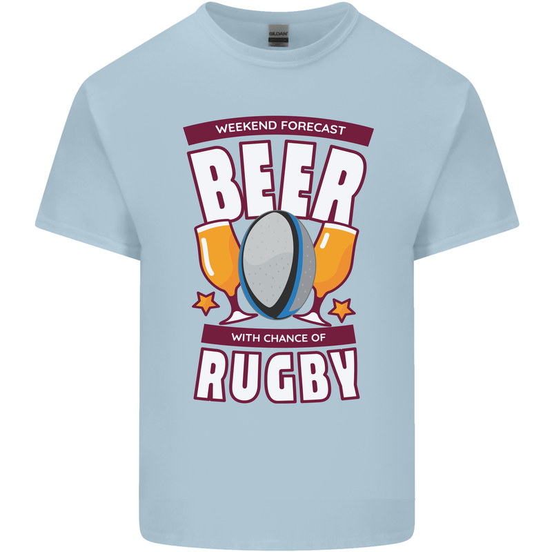 Weekend Forecast Beer Alcohol Rugby Funny Kids T-Shirt Childrens Light Blue