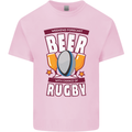 Weekend Forecast Beer Alcohol Rugby Funny Kids T-Shirt Childrens Light Pink