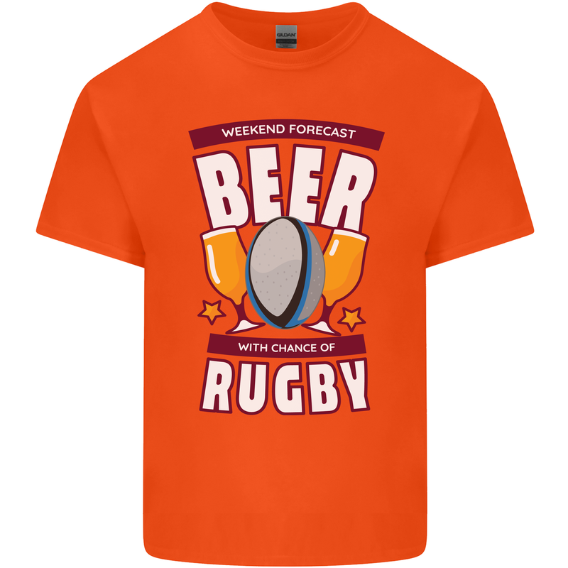 Weekend Forecast Beer Alcohol Rugby Funny Kids T-Shirt Childrens Orange