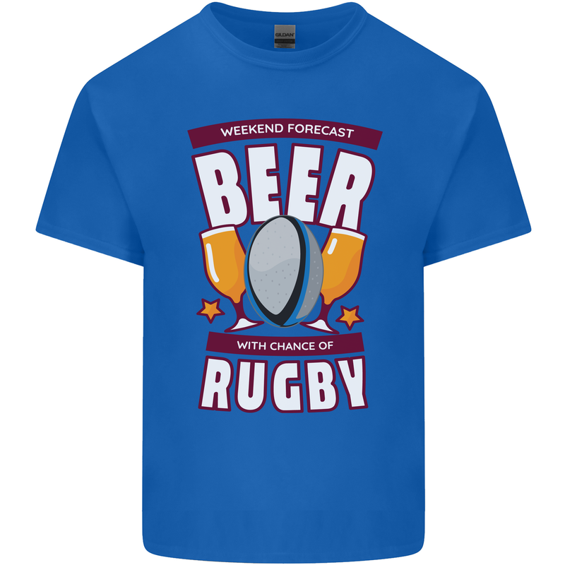 Weekend Forecast Beer Alcohol Rugby Funny Kids T-Shirt Childrens Royal Blue