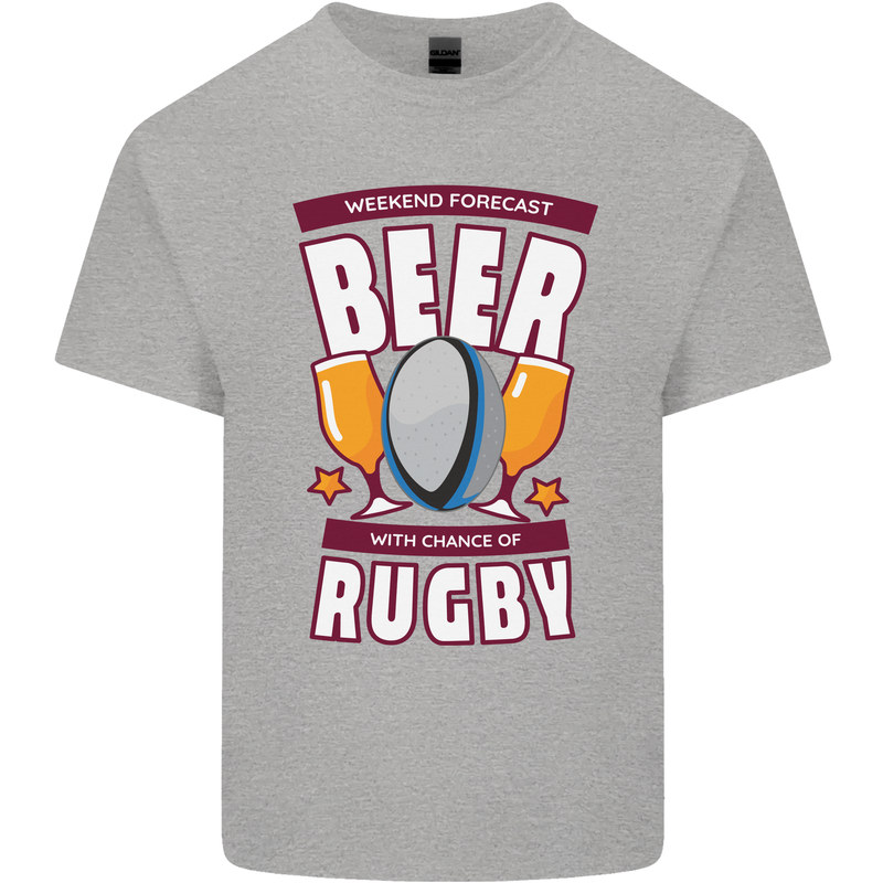 Weekend Forecast Beer Alcohol Rugby Funny Kids T-Shirt Childrens Sports Grey