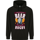 Weekend Forecast Beer Alcohol Rugby Funny Mens 80% Cotton Hoodie Black