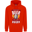 Weekend Forecast Beer Alcohol Rugby Funny Mens 80% Cotton Hoodie Bright Red