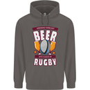 Weekend Forecast Beer Alcohol Rugby Funny Mens 80% Cotton Hoodie Charcoal