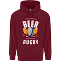 Weekend Forecast Beer Alcohol Rugby Funny Mens 80% Cotton Hoodie Maroon