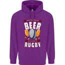 Weekend Forecast Beer Alcohol Rugby Funny Mens 80% Cotton Hoodie Purple