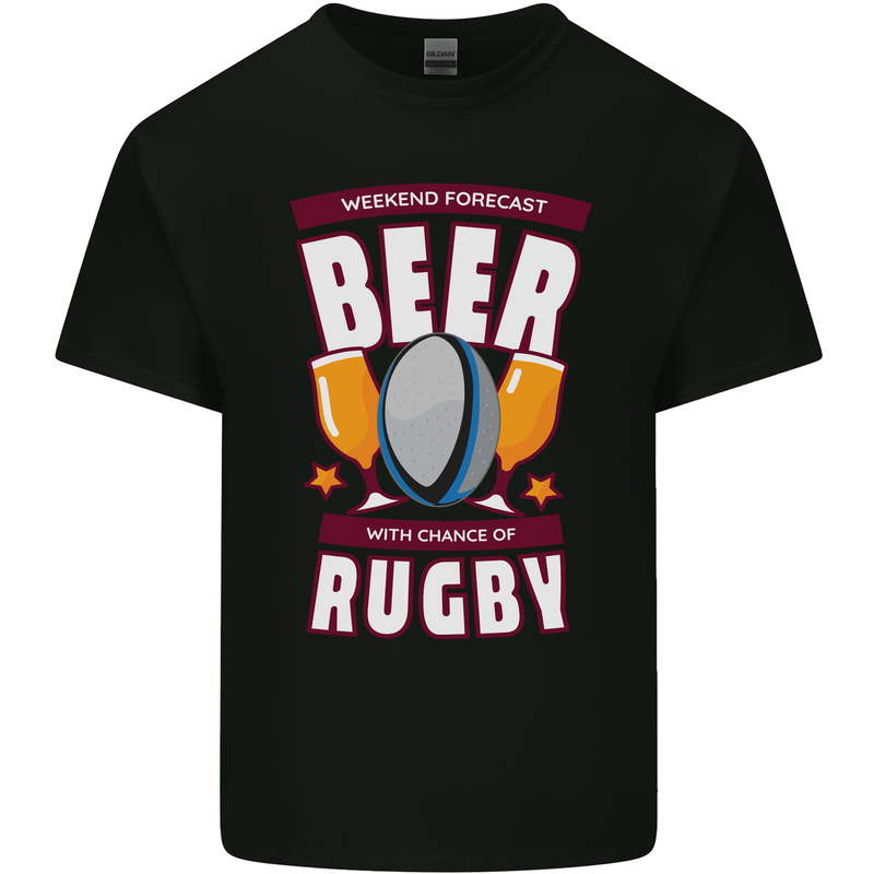 Weekend Forecast Beer Alcohol Rugby Funny Mens Cotton T-Shirt Tee Top Black