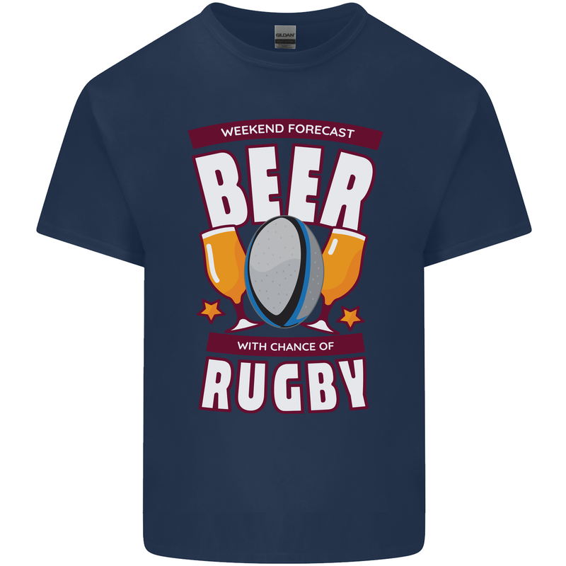 Weekend Forecast Beer Alcohol Rugby Funny Mens Cotton T-Shirt Tee Top Navy Blue