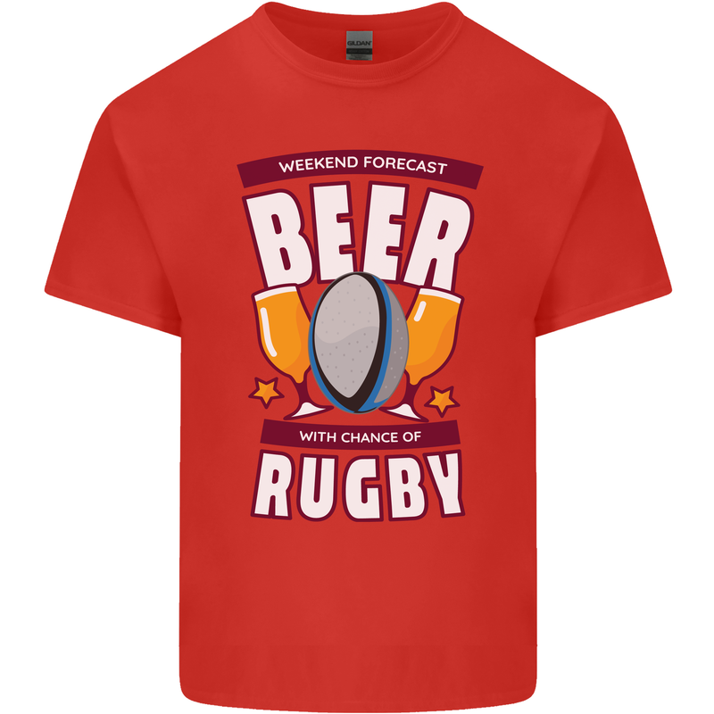 Weekend Forecast Beer Alcohol Rugby Funny Mens Cotton T-Shirt Tee Top Red