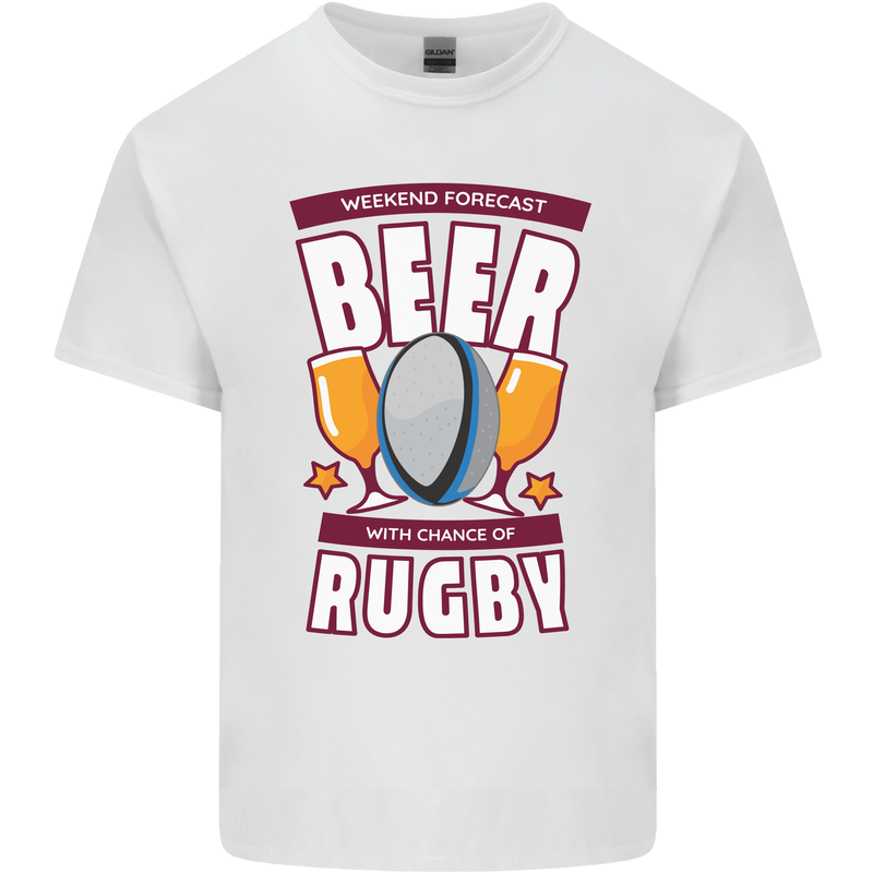 Weekend Forecast Beer Alcohol Rugby Funny Mens Cotton T-Shirt Tee Top White