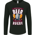 Weekend Forecast Beer Alcohol Rugby Funny Mens Long Sleeve T-Shirt Black