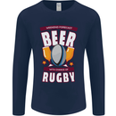 Weekend Forecast Beer Alcohol Rugby Funny Mens Long Sleeve T-Shirt Navy Blue