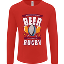 Weekend Forecast Beer Alcohol Rugby Funny Mens Long Sleeve T-Shirt Red