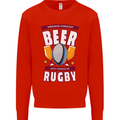 Weekend Forecast Beer Alcohol Rugby Funny Mens Sweatshirt Jumper Bright Red