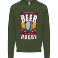 Weekend Forecast Beer Alcohol Rugby Funny Mens Sweatshirt Jumper Forest Green