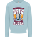 Weekend Forecast Beer Alcohol Rugby Funny Mens Sweatshirt Jumper Light Blue