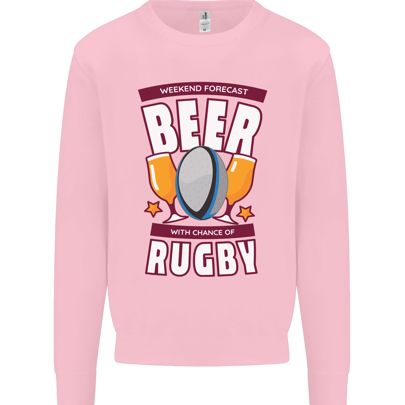 Weekend Forecast Beer Alcohol Rugby Funny Mens Sweatshirt Jumper Light Pink