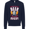 Weekend Forecast Beer Alcohol Rugby Funny Mens Sweatshirt Jumper Navy Blue