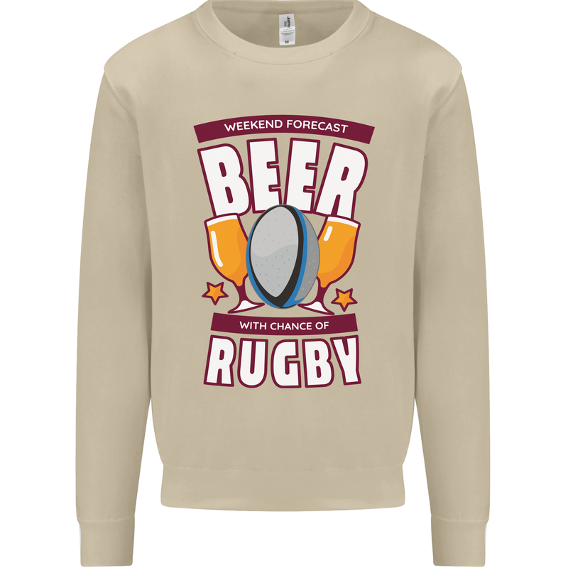 Weekend Forecast Beer Alcohol Rugby Funny Mens Sweatshirt Jumper Sand