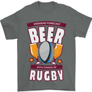 Weekend Forecast Beer Alcohol Rugby Funny Mens T-Shirt Cotton Gildan Charcoal