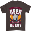 Weekend Forecast Beer Alcohol Rugby Funny Mens T-Shirt Cotton Gildan Dark Chocolate