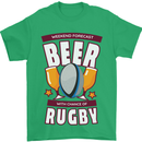 Weekend Forecast Beer Alcohol Rugby Funny Mens T-Shirt Cotton Gildan Irish Green