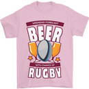 Weekend Forecast Beer Alcohol Rugby Funny Mens T-Shirt Cotton Gildan Light Pink