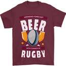Weekend Forecast Beer Alcohol Rugby Funny Mens T-Shirt Cotton Gildan Maroon