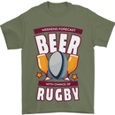 Weekend Forecast Beer Alcohol Rugby Funny Mens T-Shirt Cotton Gildan Military Green