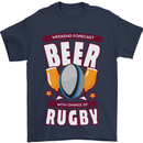 Weekend Forecast Beer Alcohol Rugby Funny Mens T-Shirt Cotton Gildan Navy Blue